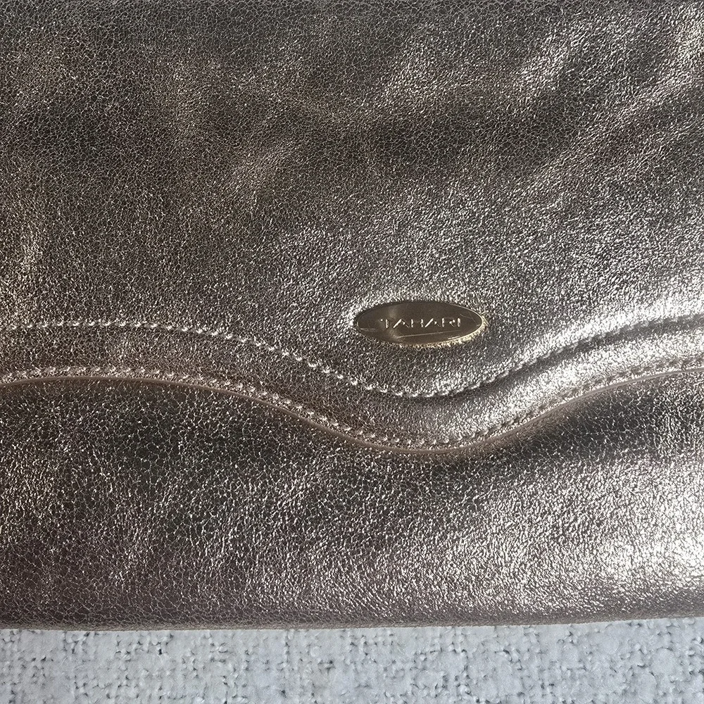 TAHARI Women's Clutch Handbag Evening Purse Wallet Gold Sequin Zipper Top Pocket